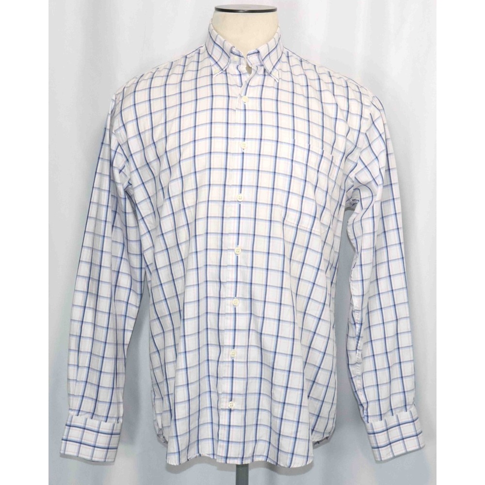 Peter Millar Crown Soft Cotton Silk Plaid Check Button Down Shirt Mens Size Lrg